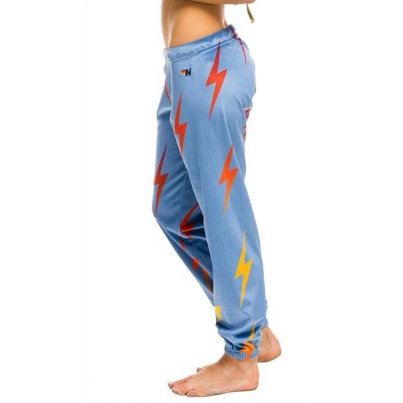 Aviator Nation Repeat Bolt Velvet Sweatpants in blue